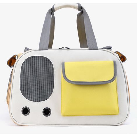 Sac de transport pour animaux de compagnie, grande capacité, Portable, à bandoulière unique, avec fenêtre de Ventilation, pour voyage en plein air, jaune (1/5)