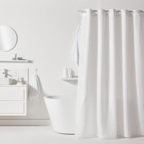 Cortina de ducha TODAY UTILITY Jacquard gofrado Blanco 180 x 200 cm 12 ganchos (1/3)