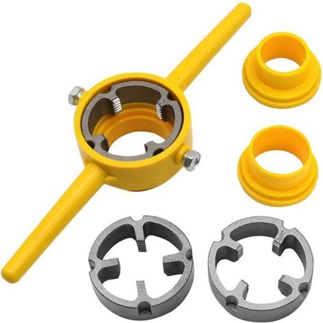 Kit d'outils pour filetage PVC - Outil de filetage pour tuyaux - Filière circulaire - 3 tailles : 1/2 pouce, 3/4 pouce, 1 pouce (1/4)
