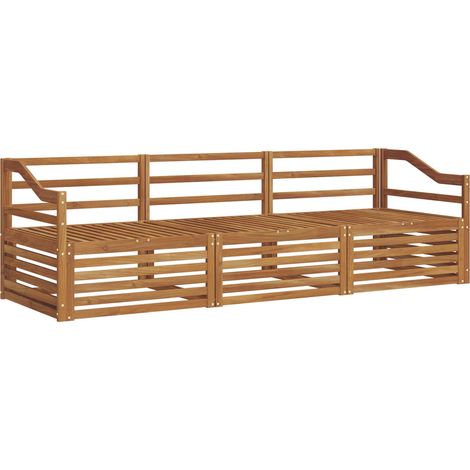 vidaXL Outdoor Sofa Set 3 pcs Natural Solid Acacia Wood