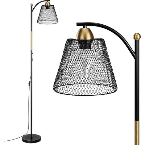 Floor Lamp Living Room E27 Sockets 145 cm 230 V Industrial LED Floor Lamp 40 W Black Gold for Office Living Room Bedroom without Bulbs (1/5)