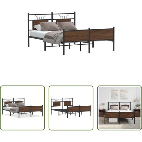 Sommier métal - Cadre de lit sans matelas chêne marron 137x190 cm (1/5)