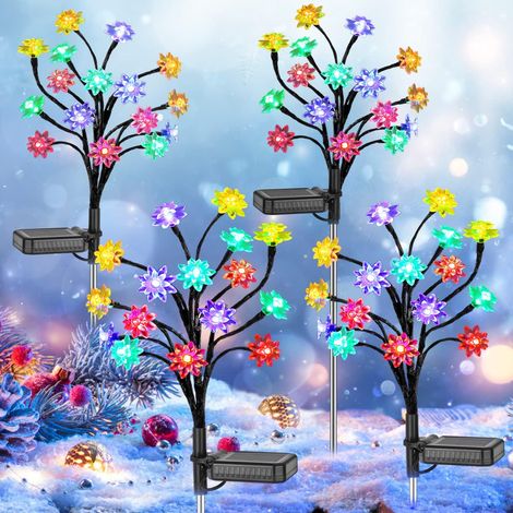 Lampes Solaires Exterieures Jardin, Lot de 4 Lumiere Solaire Exterieur 2 Modes Décoratives Multicolore lanterne solaire exterieur jardin pour Jardin, Terrasse, Cour, Décoration de noël (1/5)