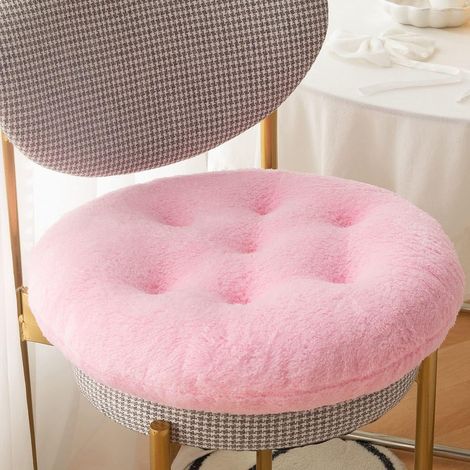 MINKUROW Cuscini per Sedie Quadrati e Rotondi Cuscino per Sedile Cuscini in Peluche Morbido e Soffice Addensare Cuscino per Sedile in Lana d'Agnello Cuscino per Sedia per Home Office (Rotondo Rosa, 40 (1/3)