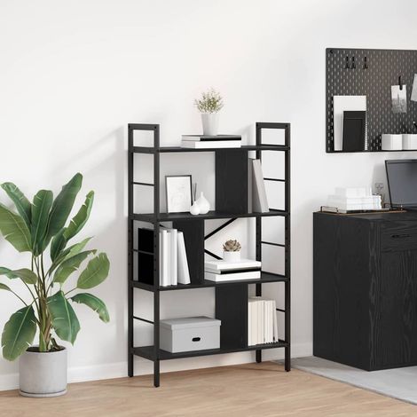 Bücherregal Schwarz Eichen-Optik 75 x 30 x 123,5 cm