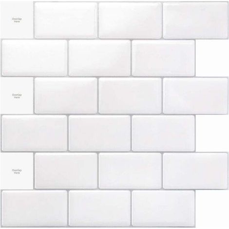 Dosseret de cuisine 3d, 10 feuilles, 30 x 30 cm, carrelage autocollant, blanc brillant