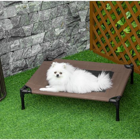 Cama elevada para perro outdoor 76 x 61 x 18 cm, estructura de acero, marrón HAVRYA (1/5)