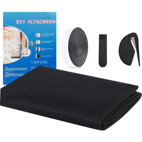 1 Moustiquaire Fenêtre, Maille Polyester Recoupable, Adhésif Sans Perçage, Protection Insectes 150x200cm (1/5)