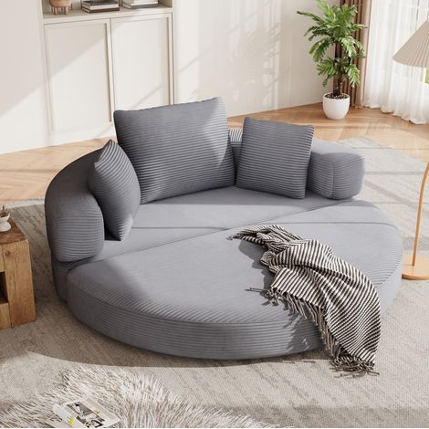Divano letto pieghevole 173x176 cm grigio in schiuma con 3 cuscini e design 2 in 1 (1/5)