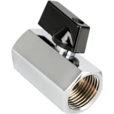 Mini robinet à boisseau sphérique en laiton, G 1/8 ≈ 9,5 mm = DN6 filetage femelle DN6, coupleur de tuyau pour air, eau, gaz, huile, carburant, goutte, irrigation (1 pièce) (1/5)