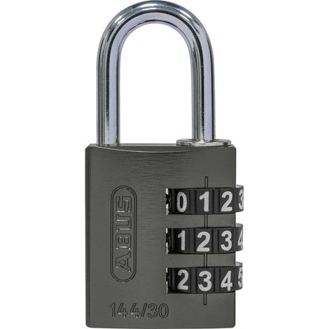 ABUS Lucchetto a combinazione in alluminio 144/30 titanio con grandi numeri, 80799
