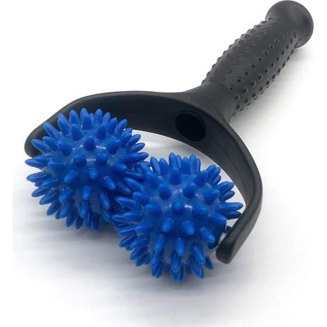 Rouleau de massage avec deux billes, masseur musculaire pour dos, jambes et mains, relaxation corporelle (1/5)