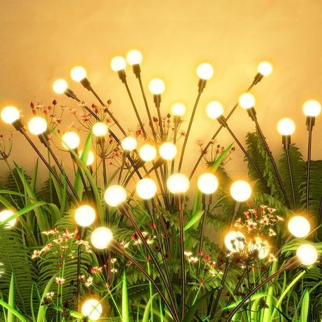 4er-Pack Solarleuchten für den Außenbereich, Garten, Glühwürmchen-Lichter, kontinuierliche Beleuchtung, 8 LEDs, für Wege, Hof, Balkon, Dekoration (warmweiß) (1/5)