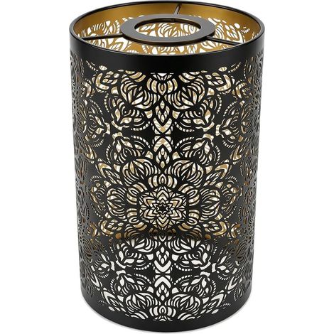 Hollow Carving Metal Cylindrical Circular Pattern Lampshade E27 E26 Detachable Decorative Bedside Table Lampshade (1/5)