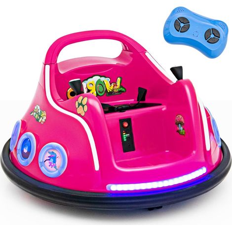 GOPLUS Auto-Tamponneuse Electrique 1,22 km/h à 360º avec Télécommande Parental, Voiture électrique Enfants 1 Place 12V avec Lumière, Musique,pour Enfants 3-8 Ans, 73 X 73 X 43 CM (Rose)
