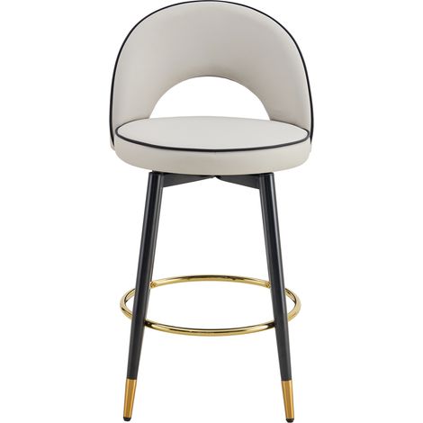 Tabouret de bar pivotant 360° en PU avec pieds métalliques dorés, design perforé, pour bar et cuisine, lot de 2 (1/5)