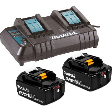 Makita BL1850 18v 2 x LXT 5.0ah Lithium-Ion Batteries + DC18SH Dual Port Charger (1/4)