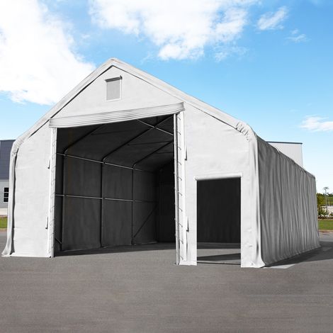 Lagerhalle Lagerzelt 10 x 12 m / Seitenhöhe 3m in grau Industriezelt mit feuersicherer PRIMEtex PVC Plane 2300 N