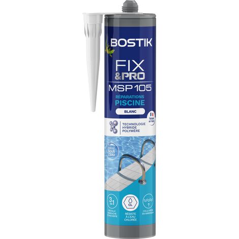 Bostik FIXPRO – Mastic Plinthes Tous Matériaux MSP 109 – Colle de Fixation Plinthes – Intérieur/Extérieur – Mastic Hybride Polymère – Prise Immédiate – Blanc – Cartouche 290 ml (1/7)