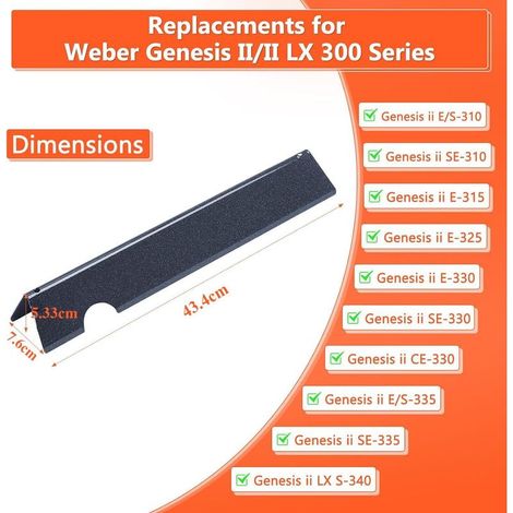 43,4 cm Aromaschienen für Weber Genesis II/LX 300 Serie II E-310, II E-330, II E-335, II S-335, II LX S/E-340, Weber Gasgrill-Hitzeschutzplatten 66032/66795 (1/5)