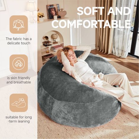 Sofa sitzsack 6ft pouf adulte confortable doux cosy chambre balcon (1/5)