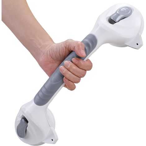Poignées pour personnes âgées : poignée de douche sans perçage - Poignée d'appui avec ventouse 38 cm, nouveau design à double adsorption, solide, max 110 kg, poignée de baignoire barres de poignée (1/5)