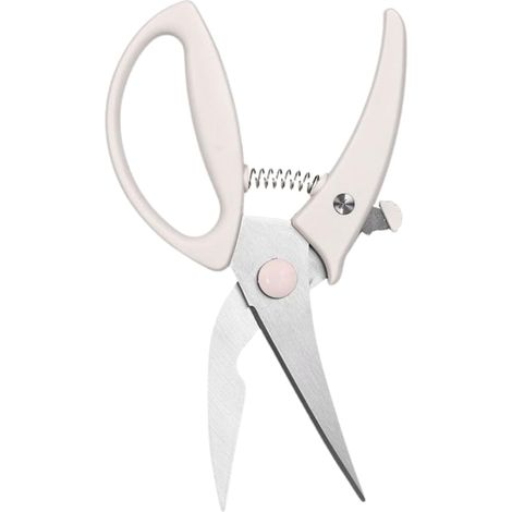 Tijeras de cocina, tijeras para aves de corral resistentes con resorte y bloqueo de seguridad, aptas para carne, pescado, hierbas y verduras. (1/5)