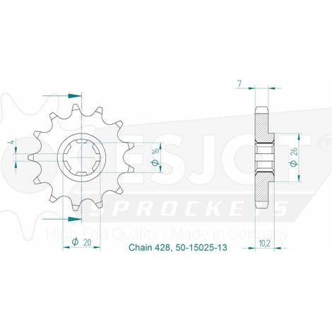 Pignon Hyosung - 428 - 13 Dents - Similaire JTF410 - Made in Germany