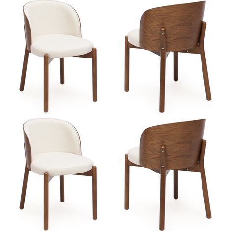 Lot de 6 chaises 57x49x74 cm en bois brun, dossier enveloppant, pour salle à manger – MEUBLIV (1/5)