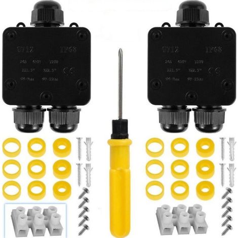 Boîte de Jonction Étanche IP68, 2 Pièces Boîte de Dérivation Electrique Exterieure Etanche, Connecteur de Câble Électrique à 3 Voies pour Câble Ø 4-15mm (1/5)