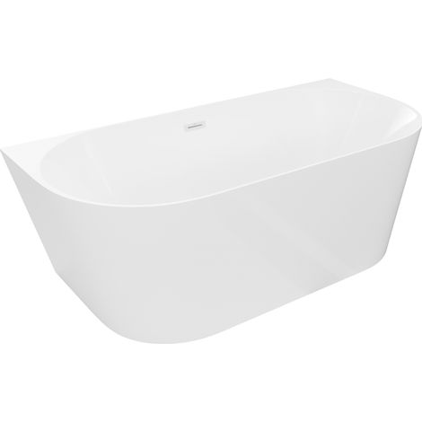 Mexen Oval Slim freistehende wandnahe Badewanne 170 x 80 cm, weiß, Überlauf weiß - 52661708000-20 (1/3)