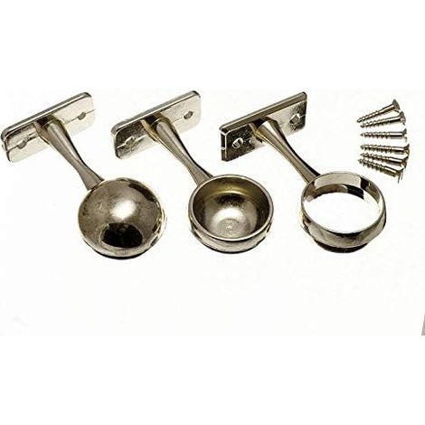 Lot de 6 barres de garde-robe, 2 supports d'extrémité, 1 support central 25 mm CP (1/2)