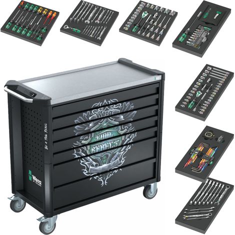 Wera 9701 Tool Rebel Werkstattwagen Stainless XXL 1, 188-tlg., bestückt mit 7 Einlagen (1/5)
