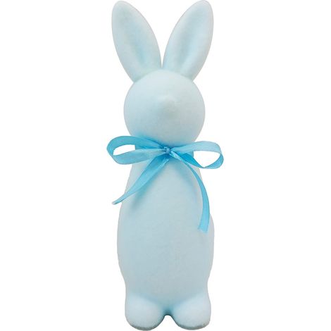 Lapin De Pâques - Figurine Debout Peluchée - 22 x 6 cm - Bleu Clair - Décoration Printemps Intérieur Tableau - 1 Pièce (1/5)