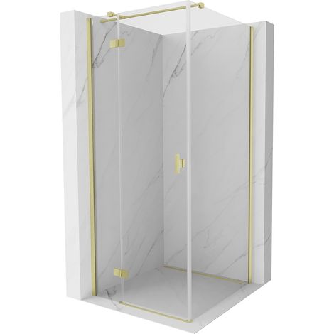 Mexen Mist H T cabine de douche pivotante gauche 80 x 80 cm, transparent, or brossé - 8A5T-080-080-55-00-L (1/3)