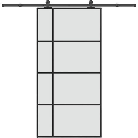 Schiebetür mit Beschlag 102,5x205 cm ESG-Glas & Aluminium