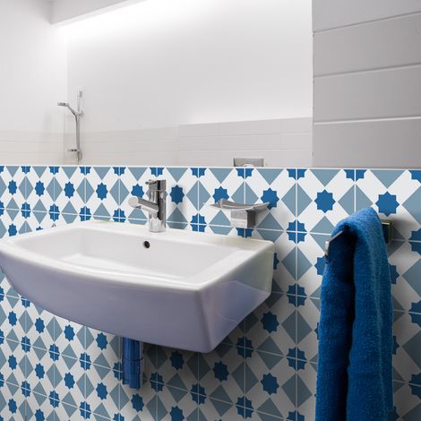 Sticker Mural Carrelage adhésif Cuisine Salle de Bain - 30 STICKERS CARRELAGES AZULEJOS MONICA - 30stickers10x10cm (1/5)