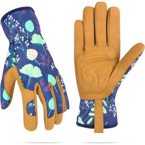 Gants de jardinage pour femmes, gants de jardinage en cuir, résistants à la perforation, préviennent les perforations lors du bêchage, de la plantation et de la taille. (1/5)