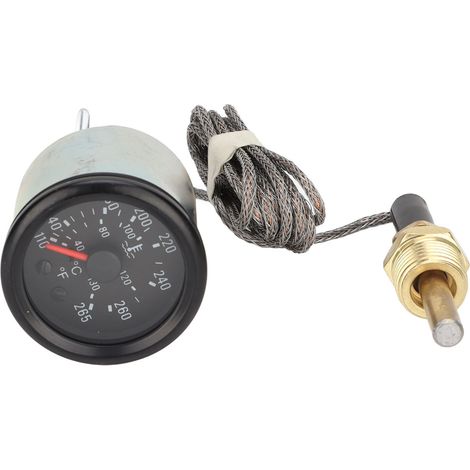 Manomètre de température d'eau avec capteur, cadran de 52 mm, aiguille, mécanique, pour véhicules de chantier, 12 V CC (1/5)