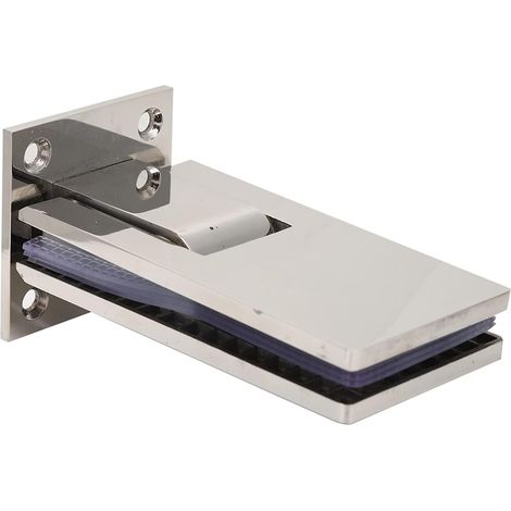 Pince à verre Aramox à 90 degrés en acier inoxydable pour portes de douche de 8 à 12 mm, support double face avec fermeture automatique entre 25 et 35 degrés, pour salle de bain et usage domestique. (1/5)