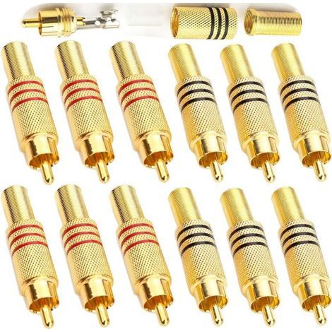 12 connettori RCA maschio per saldatura, terminali audio per videosorveglianza e multimedia (1/5)