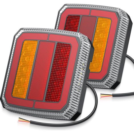 2x LED Rear Lights 40 LEDs 12V-30V Universal IP65 Waterproof 5 Functions (Stop/Position/Flashing/Reverse/Reflector) Dimensions 110 x 102 mm Distance 56 mm M6 (1/5)