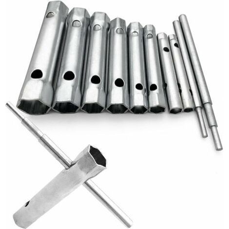 CHOYCLIT Lot de 10 Clés Tubulaires 6 à 22 mm, Clés à Tubes, Clés à Bougie pour Visser la Bougie, Démontage/Montage de Robinetterie et Mitigeurs, Dévisser des Boulons Inaccessibles (1/5)