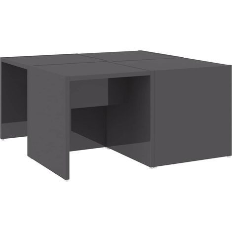 Maison Exclusive - Mesas de centro 4 pzas contrachapada gris bril (1/5)