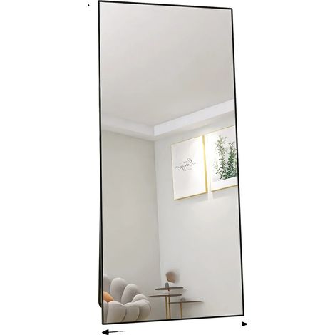 Miroir Plein Long, Installation Polyvalente, Réflexion Haute Définition, noir (1/2)