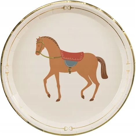 Bicchieri di carta con cavalli, tema fattoria, western, per feste di compleanno, 23 cm, 6 pezzi. (1/5)