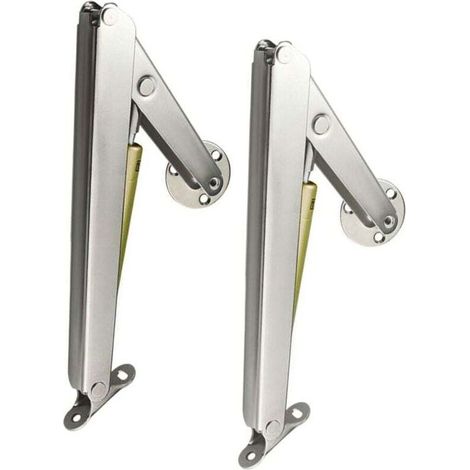 Juego de 2 bisagras de soporte para tapa de cierre suave, resortes de gas de alta resistencia con resorte de gas de seguridad, vástago hidráulico con amortiguador para caja (150N) -Crezuo