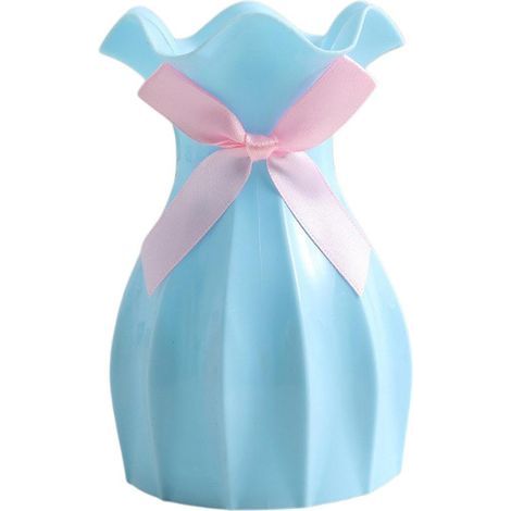 Bouteille en plastique, petite boîte à bonbons de mariage, vase en plastique personnalisé en dentelle européenne PUWF0480 bleu (1/5)