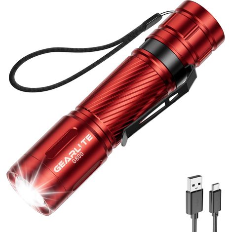 Lampe Torche LED Ultra Puissante Rechargeable, 2000LM Lampe de Poche Puissante Rechargeable Usb avec 3 Modes D'éclairage, IP65 Étanche Incassable Flashlight pour Camping Pêche Urgences Bleu (1/5)