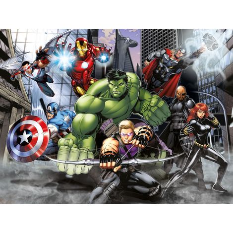 papier peint panoramique Vengeurs vert, rouge et gris - Sanders & Sanders (1/4)